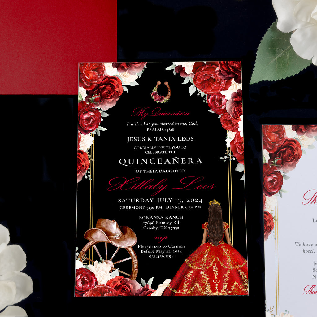 Red Quinceañera Invitations