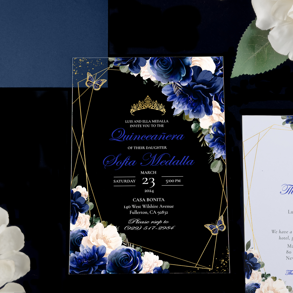 Royal Blue Quinceañera Invitations