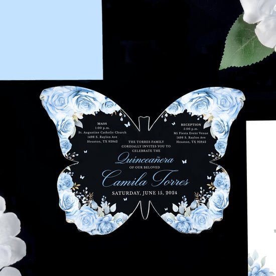 Sofia - Baby Blue Acrylic Quinceañera Invitations