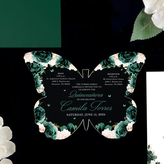 Sofia - Emerald Acrylic Quinceañera Invitations