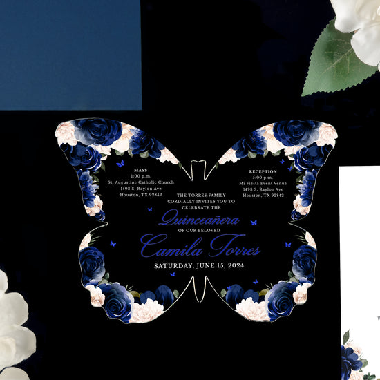 Sofia - Royal Blue Acrylic Quinceañera Invitations