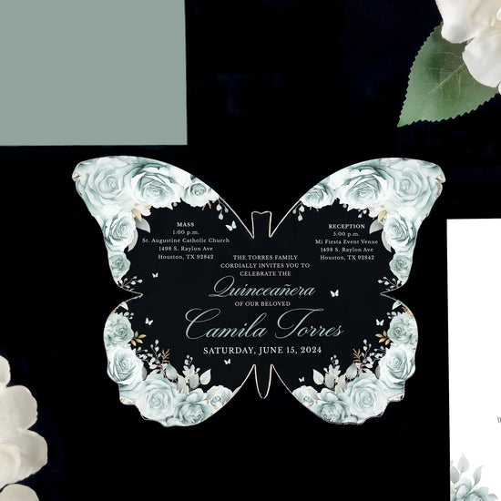 Sofia - Sage Acrylic Quinceañera Invitations