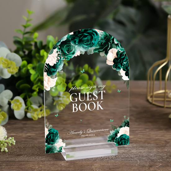 Clara Acrylic Guest Book Sign - Emerald Green