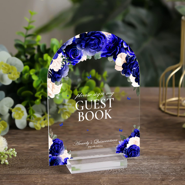 Clara Acrylic Guest Book Sign - Royal Blue