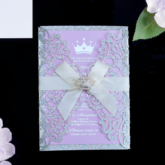 Josephine - Lavender and Silver Laser Cut Quinceañera Invitations