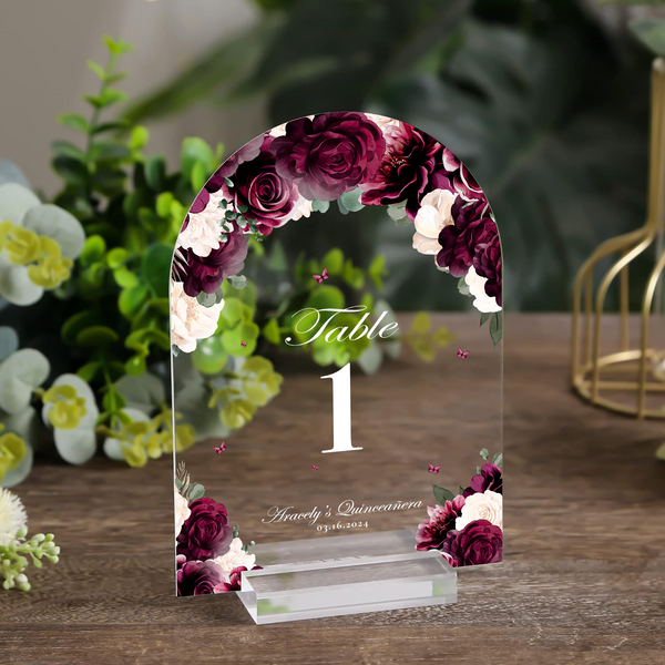 Clara Acrylic Table Numbers - Burgundy