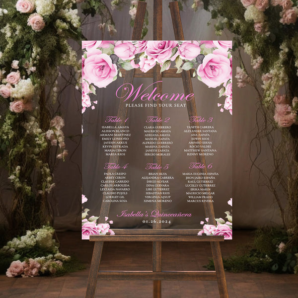 Clara Acrylic Seating Chart - Pink