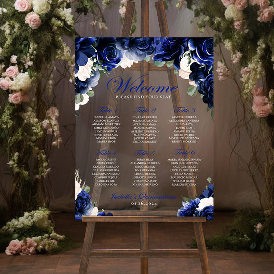 Clara Acrylic Seating Chart - Royal Blue