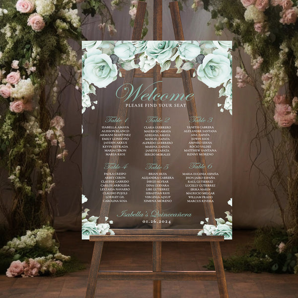 Clara Acrylic Seating Chart - Sage Green