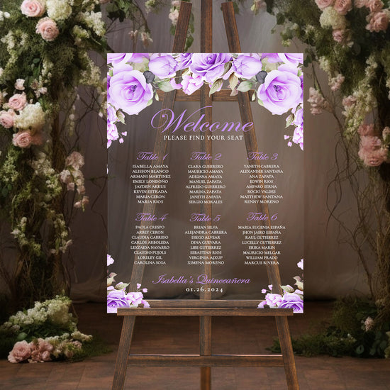 Clara Acrylic Seating Chart - Lavender